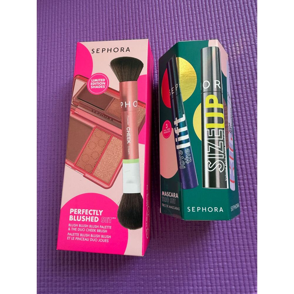NEW Sephora Makeup Set Blush Palette Brush Mascara Trio 6pc Holiday Bundle